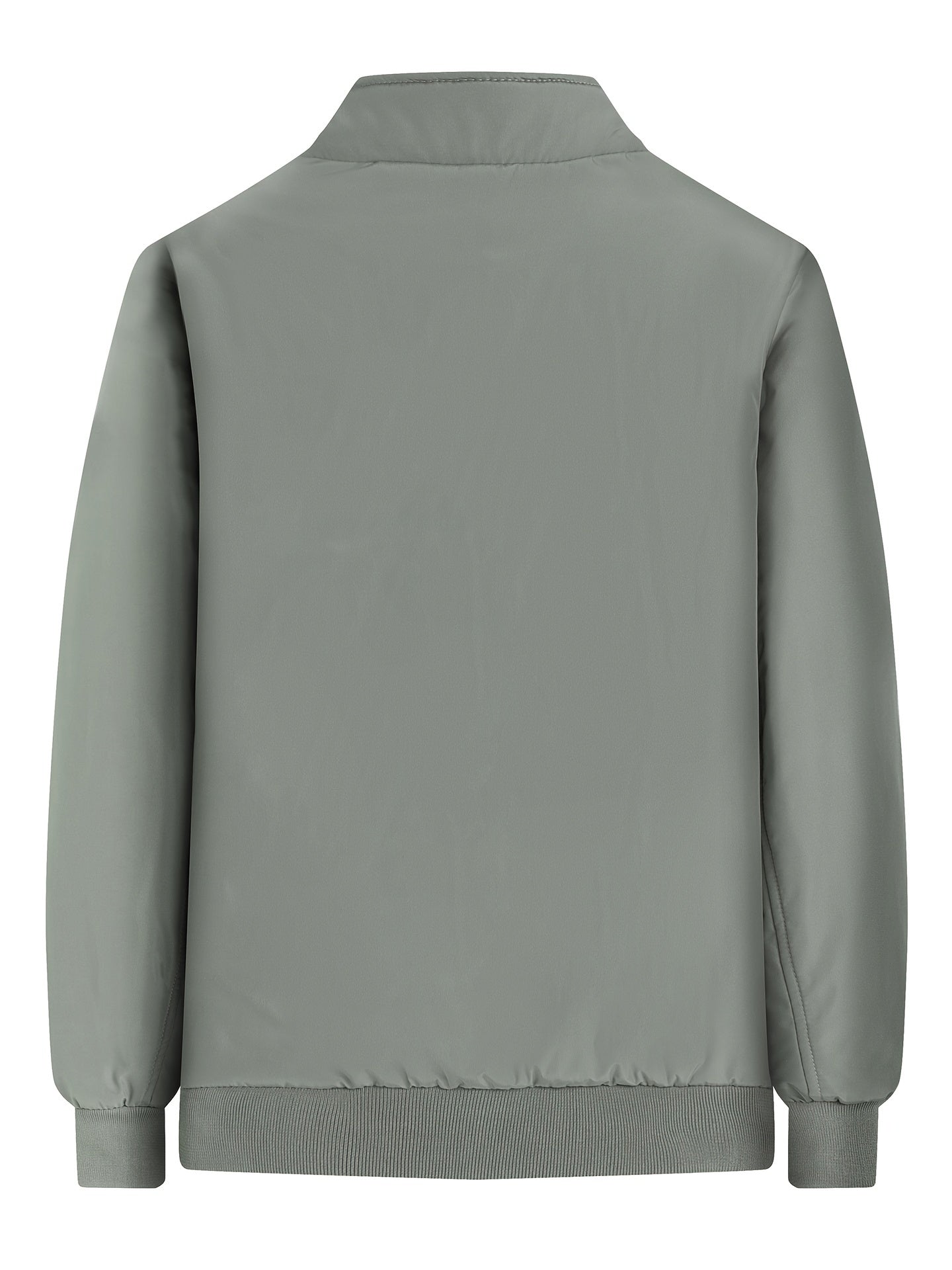 Warm Stand Collar Fleece Jacket, Men's Casual Comfortable Solid Color Zip Up Coat/ Outwear For Fall Winter