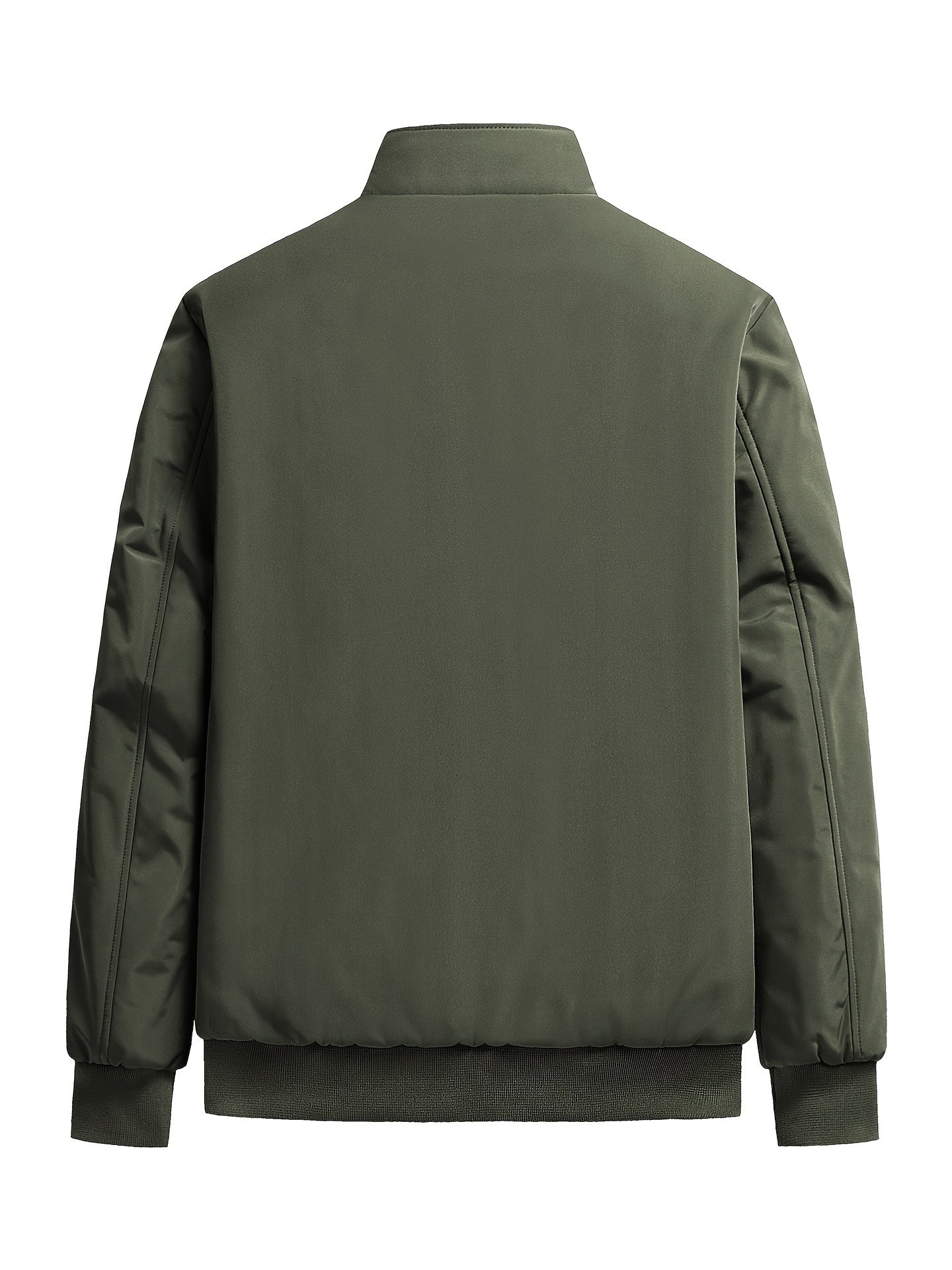 Warm Stand Collar Fleece Jacket, Men's Casual Comfortable Solid Color Zip Up Coat/ Outwear For Fall Winter