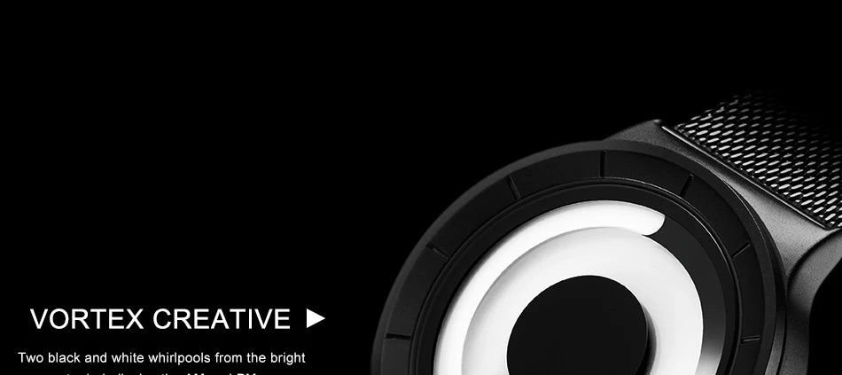 SINOBI Unique Vortex Concept Watch Men's High Quality 316L Stainless Steel Modern Trend Sport Black Wrist Watches reloj hombre