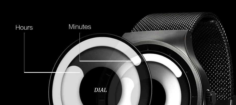 SINOBI Unique Vortex Concept Watch Men's High Quality 316L Stainless Steel Modern Trend Sport Black Wrist Watches reloj hombre