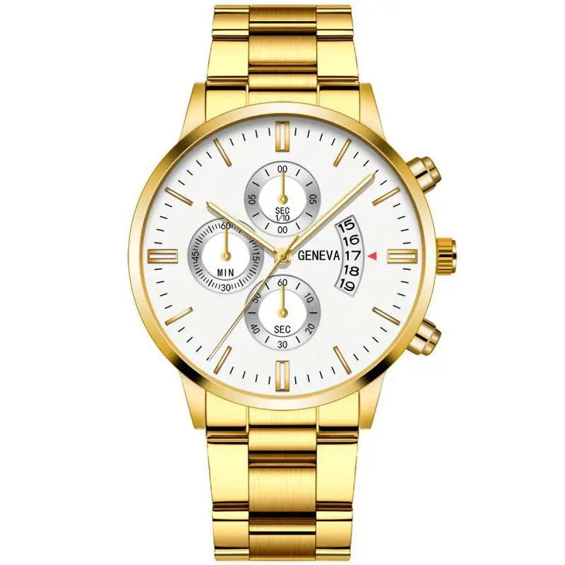 GENEVA Fashion Mens Watch Casual Calendar Military Sports Quartz Wristwatch Stainless Relogio Masculino Best Selling Clock Saati