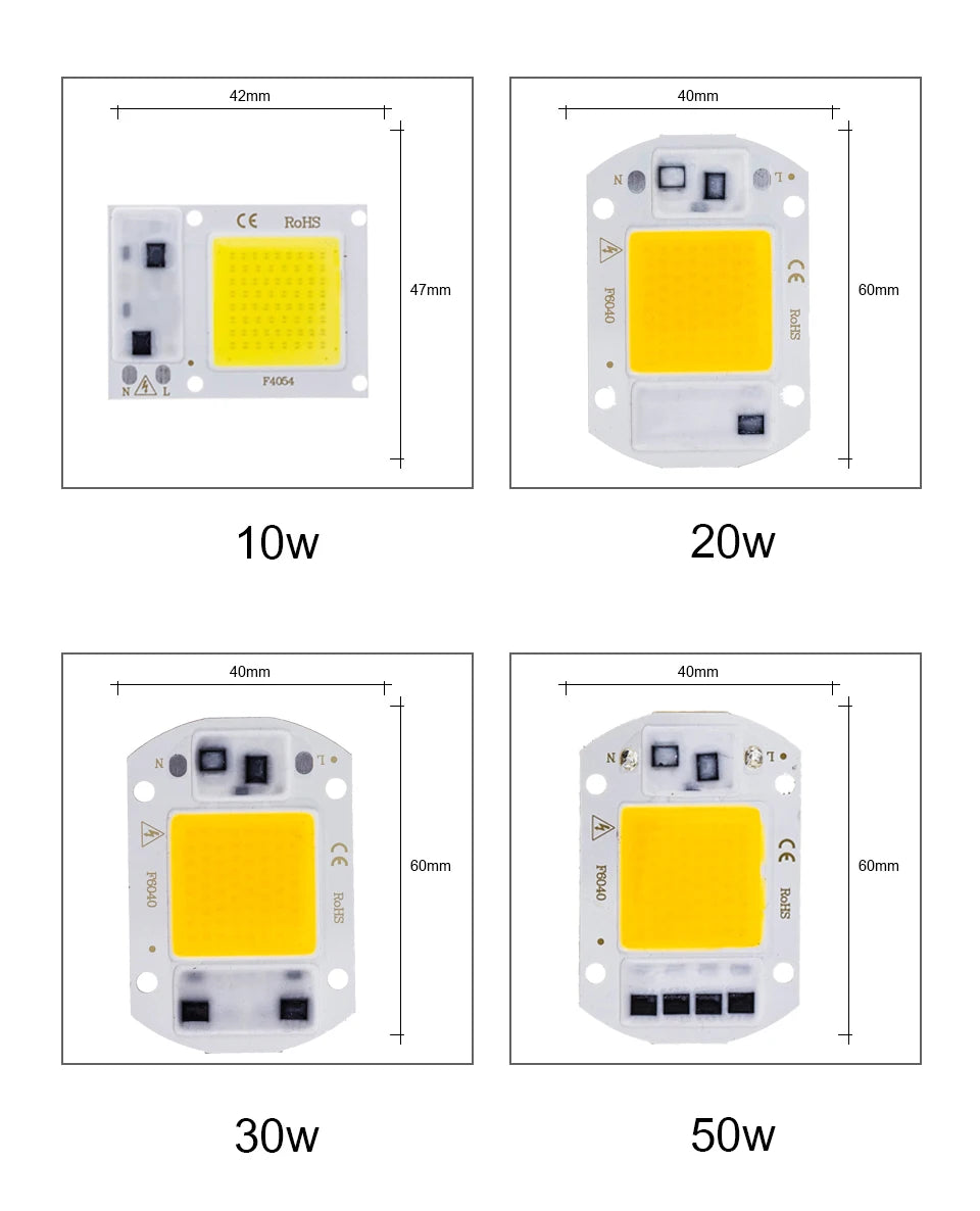 COB LED Chip Light 220V 10W 50W 20W 30W 3-9W rectangular Chip Lamp For Spotlight No Need Driver DIY Led Floodlight Lamp Y27 Y32