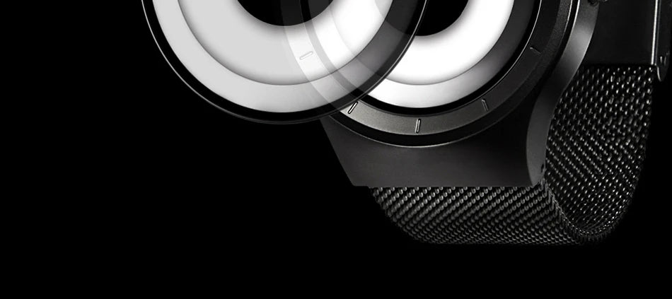 SINOBI Unique Vortex Concept Watch Men's High Quality 316L Stainless Steel Modern Trend Sport Black Wrist Watches reloj hombre