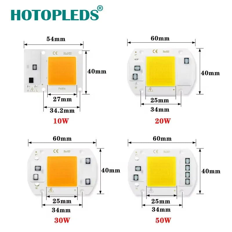 COB LED Lamp Chip 220V 10W 20W 30W 50W LED Bulb Smart IC No Need Driver Lampada For Flood Light Spotlight Diy Lighting