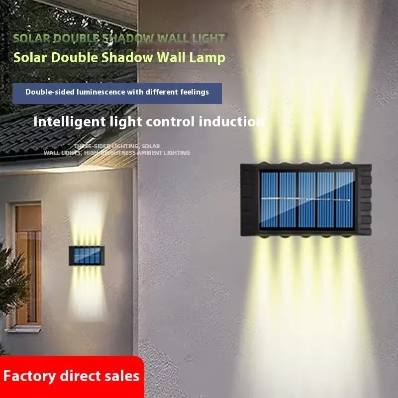 4/6/8/10LEDs Solar Wall Lamp Yard Street Decor Light Outdoor Waterproof Up and Down Luminous Lighting Garden Landscape Lamp
