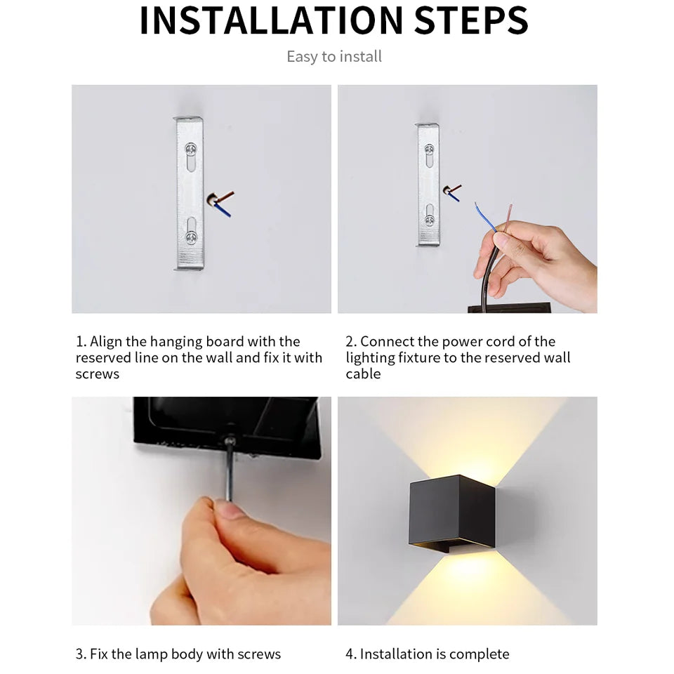 LED Wall Light Outdoor Indoor Lighting Wall Lamps Home Appliances Wall Lighting For Room Decor Wall Panels Porch Balcony Garden