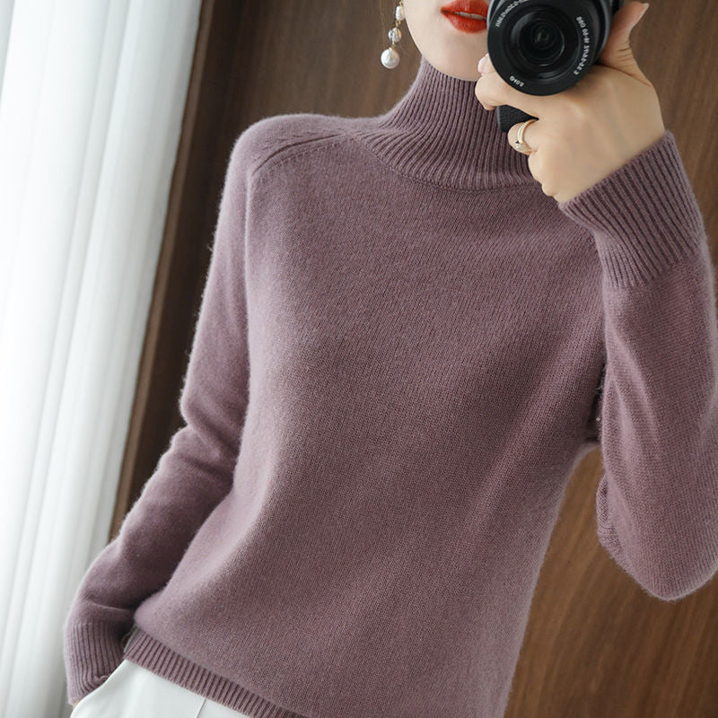 Turtleneck Pullover Fall/winter 2022 Cashmere Sweater Women Pure Color Casual Long-sleeved Loose Pullover Bottoming Women's
