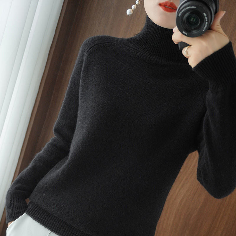 Turtleneck Pullover Fall/winter 2022 Cashmere Sweater Women Pure Color Casual Long-sleeved Loose Pullover Bottoming Women's