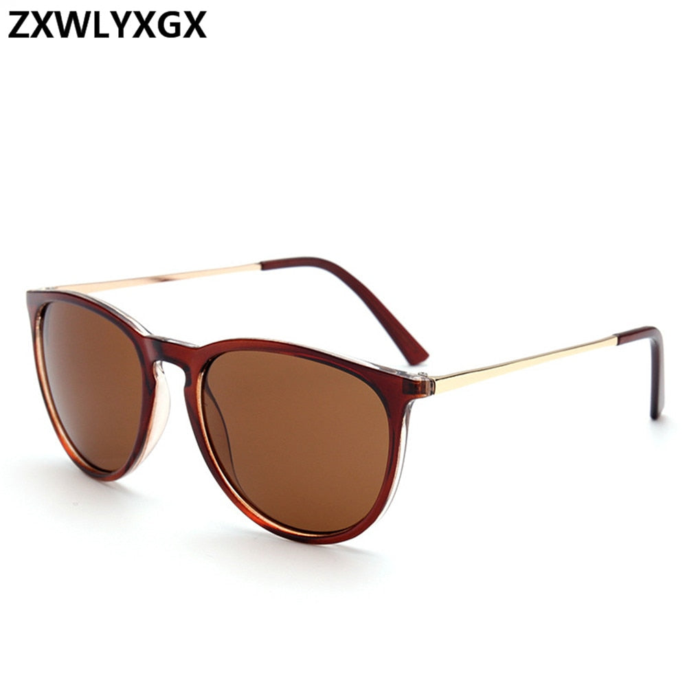 ZXWLYXGX Retro Male Round Sunglasses Women Men Brand Designer Sun Glasses For Lady Alloy Mirror Oculos De Sol
