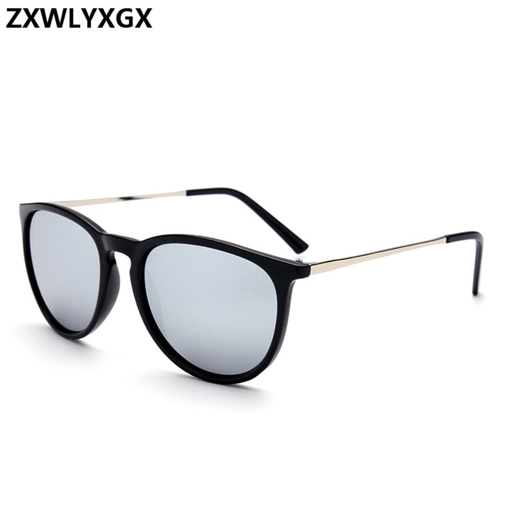 ZXWLYXGX Retro Male Round Sunglasses Women Men Brand Designer Sun Glasses For Lady Alloy Mirror Oculos De Sol