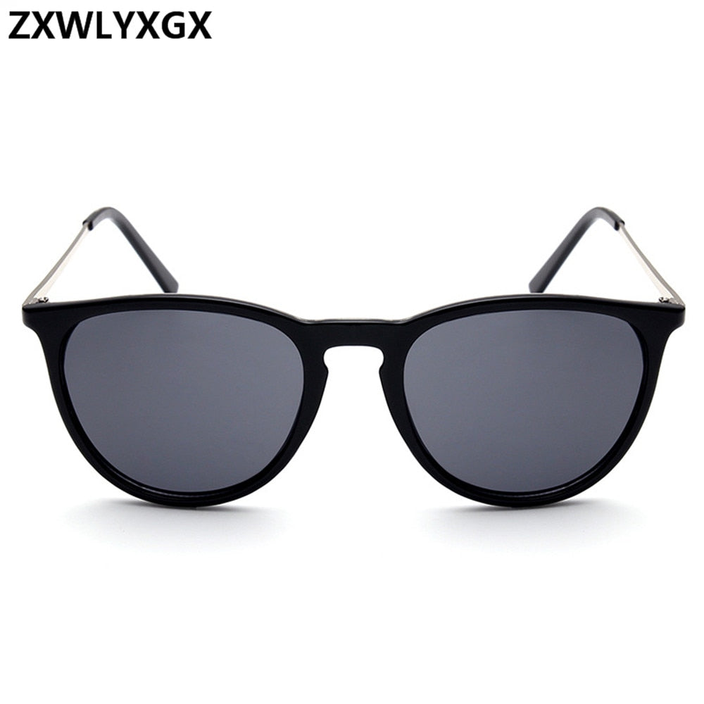 ZXWLYXGX Retro Male Round Sunglasses Women Men Brand Designer Sun Glasses For Lady Alloy Mirror Oculos De Sol