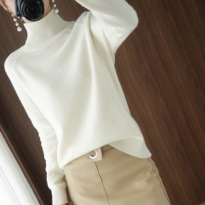 Turtleneck Pullover Fall/winter 2022 Cashmere Sweater Women Pure Color Casual Long-sleeved Loose Pullover Bottoming Women's