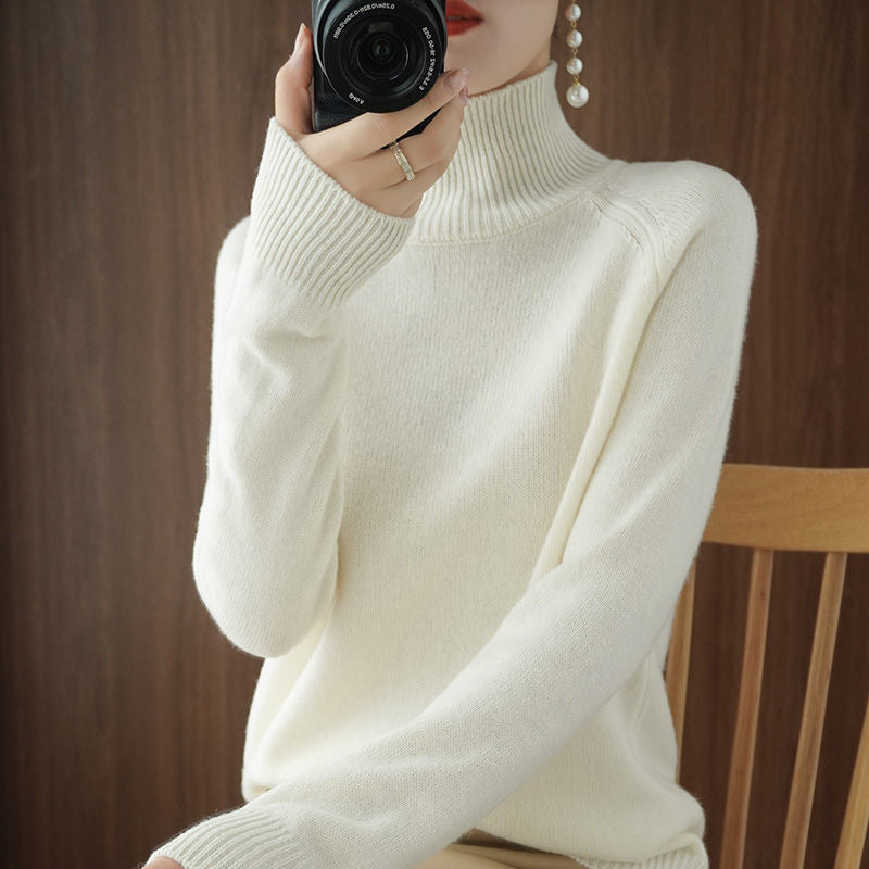 Turtleneck Pullover Fall/winter 2022 Cashmere Sweater Women Pure Color Casual Long-sleeved Loose Pullover Bottoming Women's