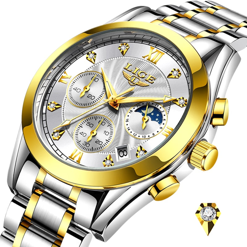 LIGE Fashion Women Watches Ladies Brand Luxury Stainless Steel Calendar Sport Quartz Watch Women Waterproof Watch Montre Femme