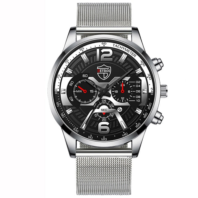 Luxury Mens Bracelets Watches Fashion Men Stainless Steel Mesh Belt Quartz Watch Business Casual Male Clock relogio masculino