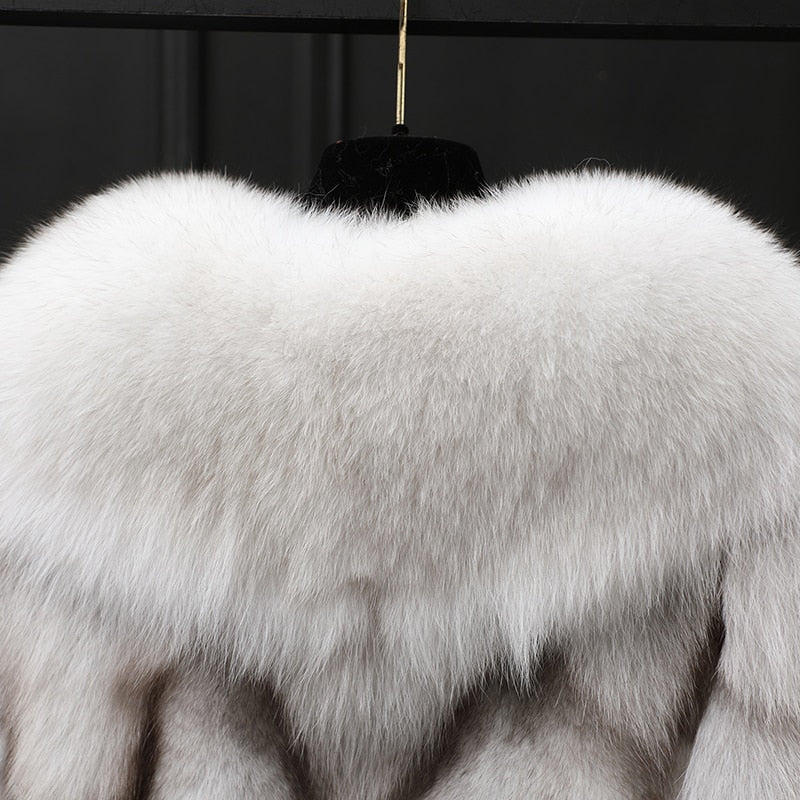 Winter Cloak Warm Women Cardigan big real Fox Fur Collar Cape Fashion Solid Poncho With medium Fur Sleeves Evening dress shaw