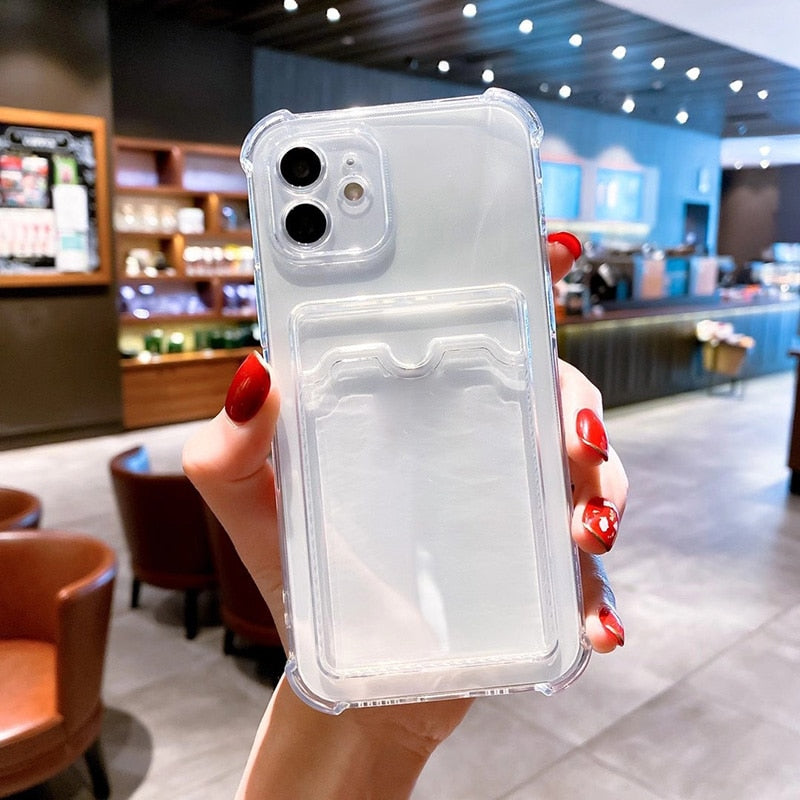 Card Holder Wallet Clear Case For Samsung S22 Ultra A52 A52S 5G A53 A51 A71 A13 A12 A32 A72 A50 A21S A03 A23 A73 A30S Case Cover
