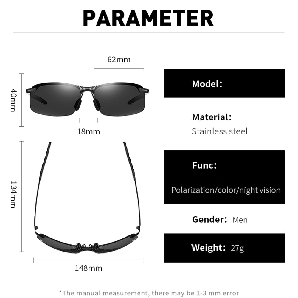 Photochromic Sunglasses Men Polarized Driving Chameleon Glasses Male Change Color Sun Glasses Day Night Vision Driver's Eyewear
