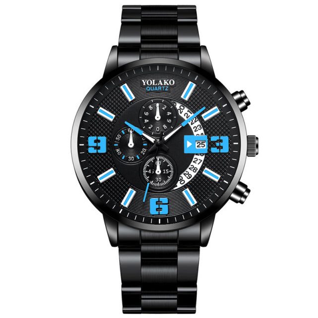 reloj hombre Mens Fashion Business Watches Men Sports Stainless Steel Quartz Watch Man Calendar Date Clock relogio masculino