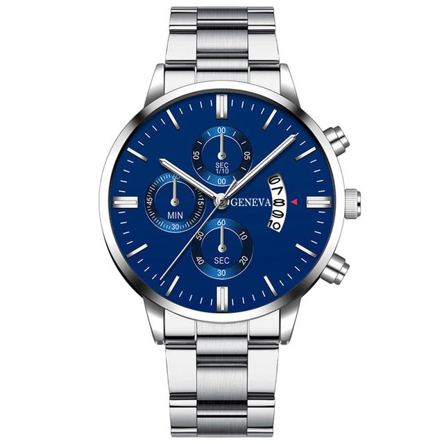 Men Luxury Stainless Steel Watch Calendar Date Quartz Wrist Watch Watche