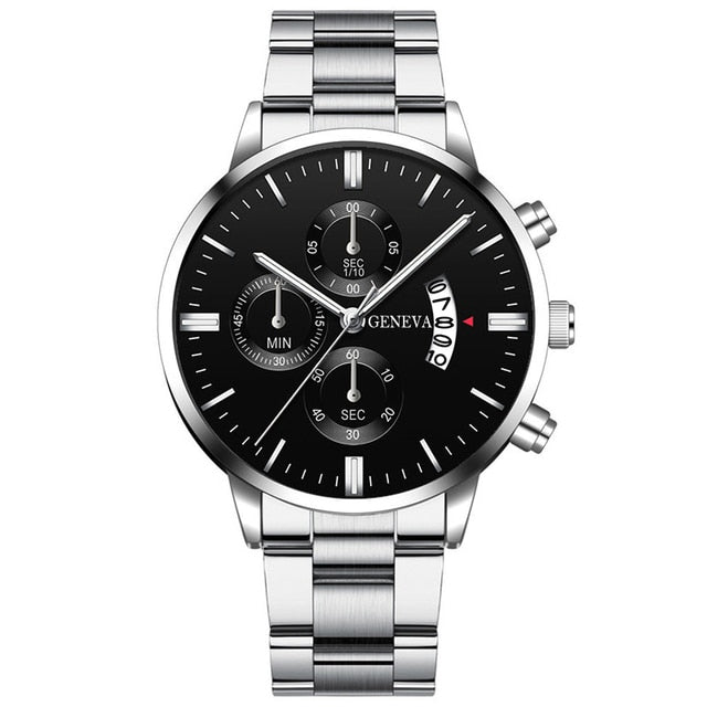 Men Luxury Stainless Steel Watch Calendar Date Quartz Wrist Watch Watche