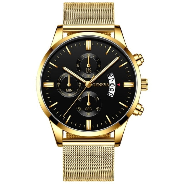 Men Luxury Stainless Steel Watch Calendar Date Quartz Wrist Watch Watche