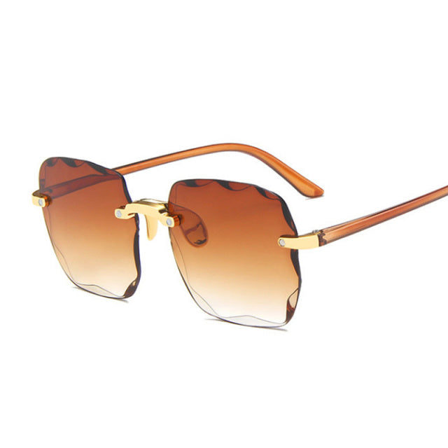 Classic Vintage Square Sunglasses Woman Gradient Mirror Frameless Sun Glasses Female Retro Fashion Rimless Oculos De Sol