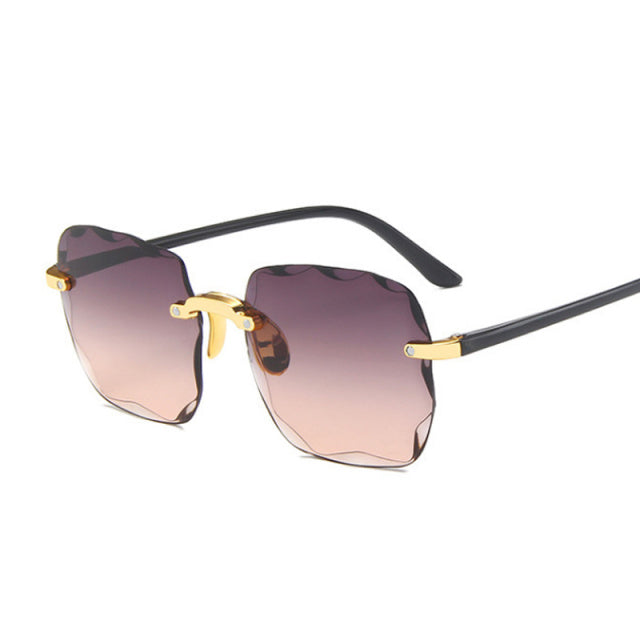 Classic Vintage Square Sunglasses Woman Gradient Mirror Frameless Sun Glasses Female Retro Fashion Rimless Oculos De Sol