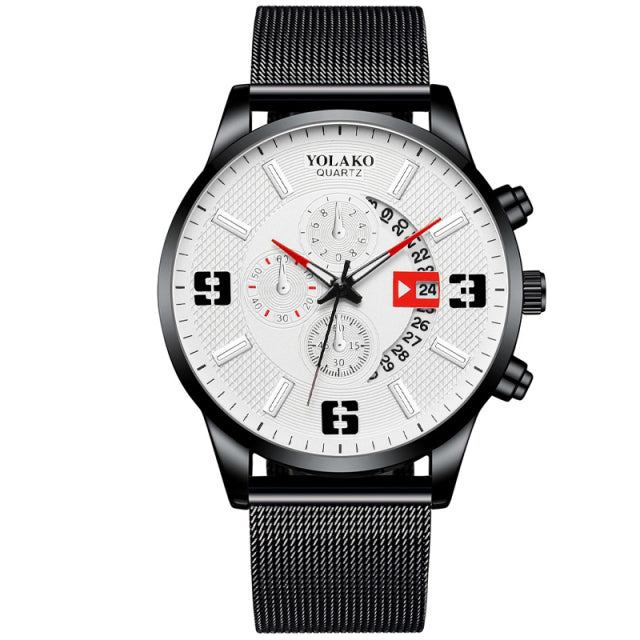 reloj hombre Mens Fashion Business Watches Men Sports Stainless Steel Quartz Watch Man Calendar Date Clock relogio masculino