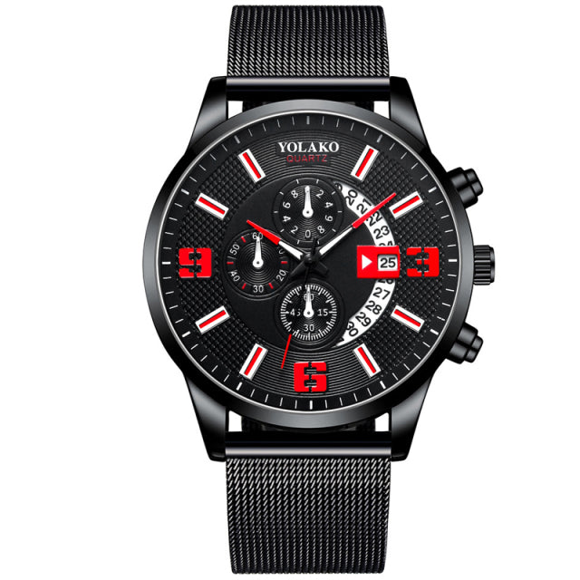 reloj hombre Mens Fashion Business Watches Men Sports Stainless Steel Quartz Watch Man Calendar Date Clock relogio masculino