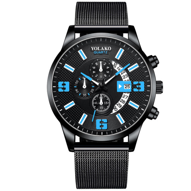 reloj hombre Mens Fashion Business Watches Men Sports Stainless Steel Quartz Watch Man Calendar Date Clock relogio masculino