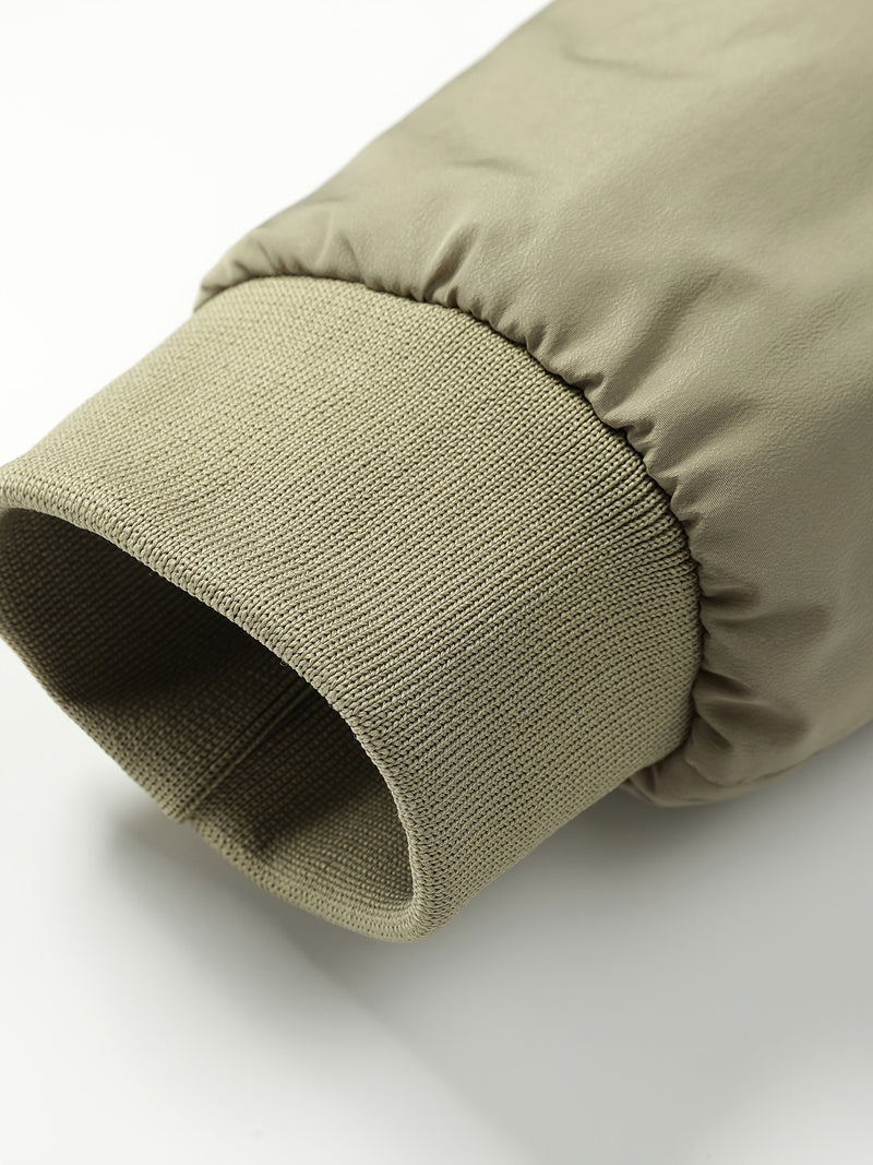 Warm Stand Collar Fleece Jacket, Men's Casual Comfortable Solid Color Zip Up Coat/ Outwear For Fall Winter