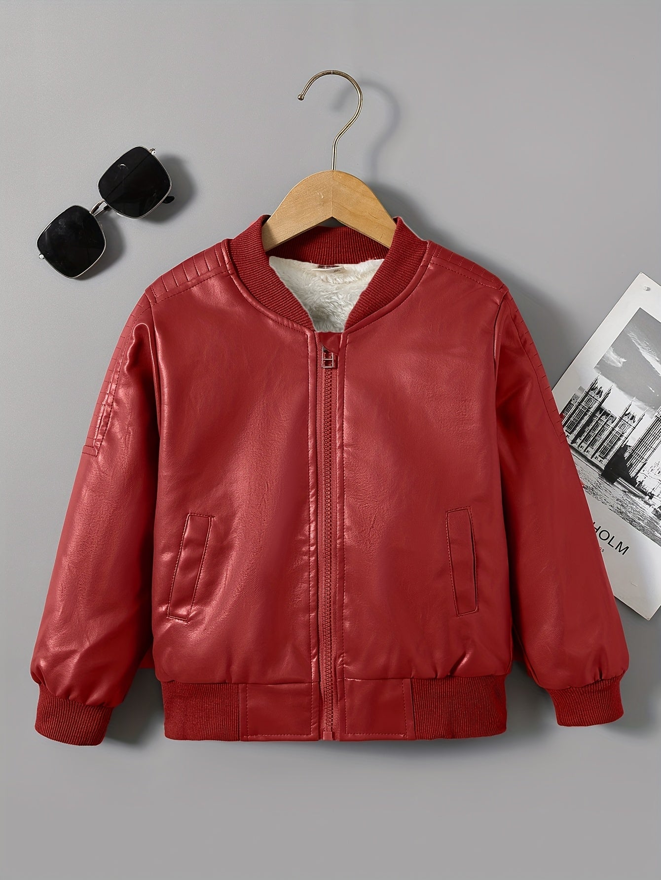 2025 Autumn Winter New Boys' Fleece-Lined Zip-Up Jacket