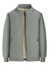 Warm Stand Collar Fleece Jacket, Men's Casual Comfortable Solid Color Zip Up Coat/ Outwear For Fall Winter