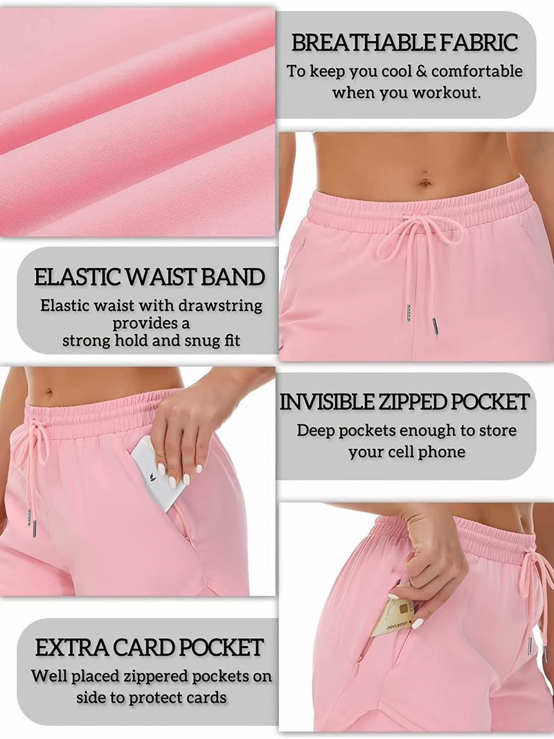 Women'S Casual Sports Shorts - Beige, Stretchy Lycra Fabric, Drawstring Waist, Multiple Pockets for Running and Fitness, Casual Sportswear|Casual Fit|Stretchy Fabric