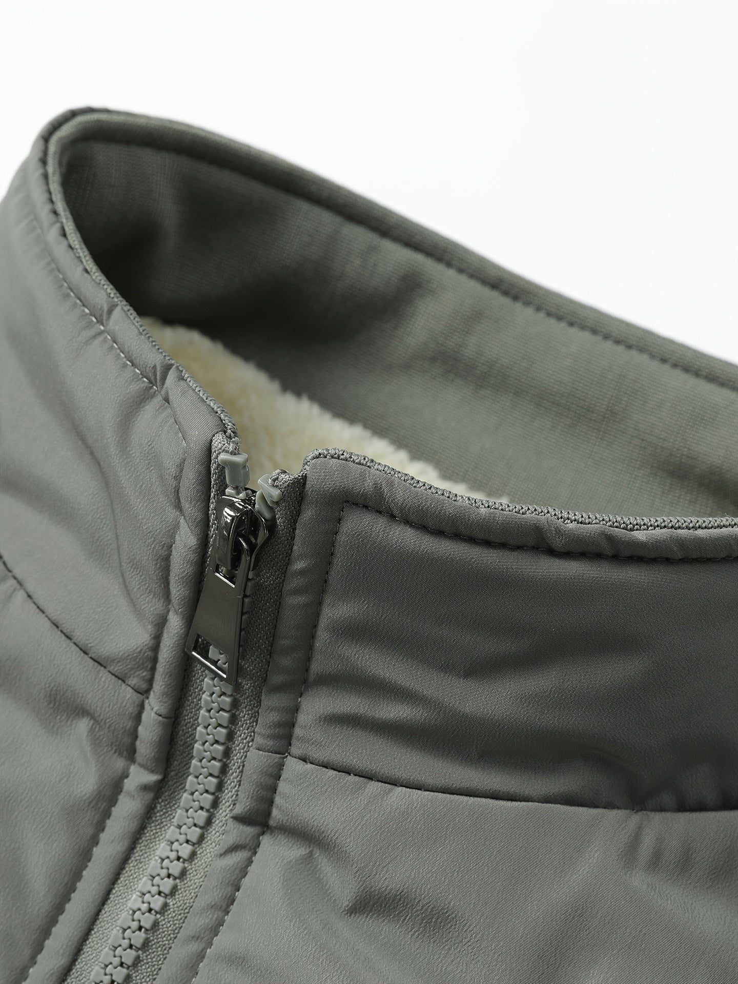 Warm Stand Collar Fleece Jacket, Men's Casual Comfortable Solid Color Zip Up Coat/ Outwear For Fall Winter