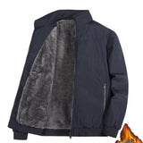 Warm Stand Collar Fleece Jacket, Men's Casual Comfortable Solid Color Zip Up Coat/ Outwear For Fall Winter