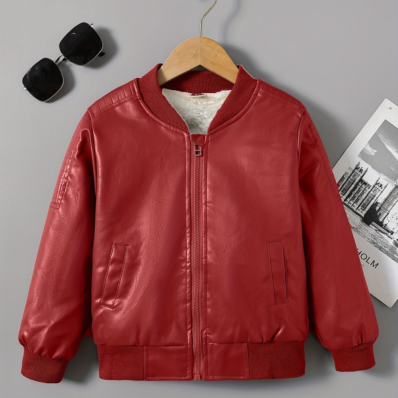 2025 Autumn Winter New Boys' Fleece-Lined Zip-Up Jacket
