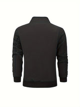 Warm Stand Collar Fleece Jacket, Men's Casual Comfortable Solid Color Zip Up Coat/ Outwear For Fall Winter