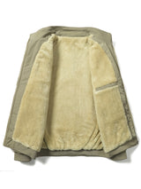 Warm Stand Collar Fleece Jacket, Men's Casual Comfortable Solid Color Zip Up Coat/ Outwear For Fall Winter