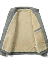 Warm Stand Collar Fleece Jacket, Men's Casual Comfortable Solid Color Zip Up Coat/ Outwear For Fall Winter