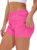 Women'S Casual Sports Shorts - Beige, Stretchy Lycra Fabric, Drawstring Waist, Multiple Pockets for Running and Fitness, Casual Sportswear|Casual Fit|Stretchy Fabric