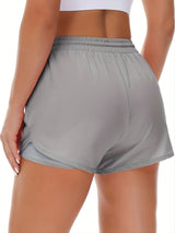 Women'S Casual Sports Shorts - Beige, Stretchy Lycra Fabric, Drawstring Waist, Multiple Pockets for Running and Fitness, Casual Sportswear|Casual Fit|Stretchy Fabric