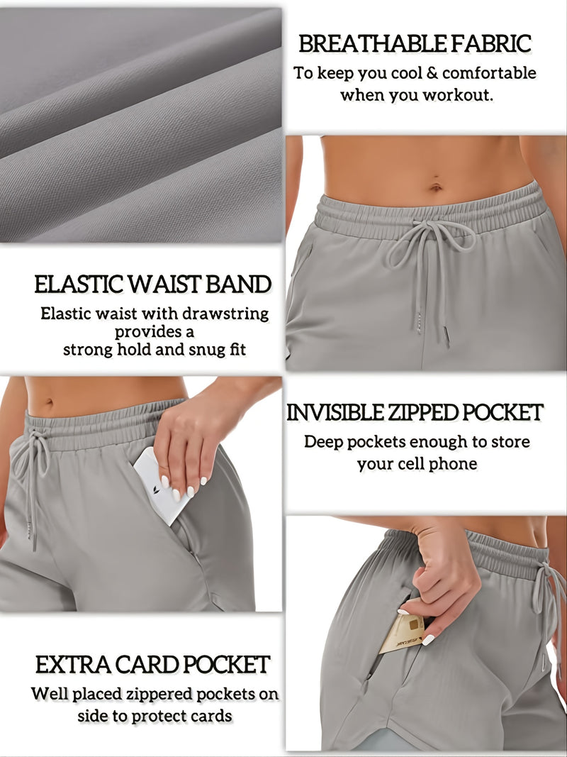 Women'S Casual Sports Shorts - Beige, Stretchy Lycra Fabric, Drawstring Waist, Multiple Pockets for Running and Fitness, Casual Sportswear|Casual Fit|Stretchy Fabric