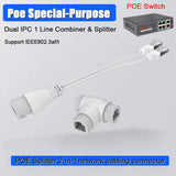 2-in-1 Network Ethernet PoE Splitter Combine Adapter Cable 8‑core Outdoor Waterproof Power Over RJ45 Converter Kit for IP Camera