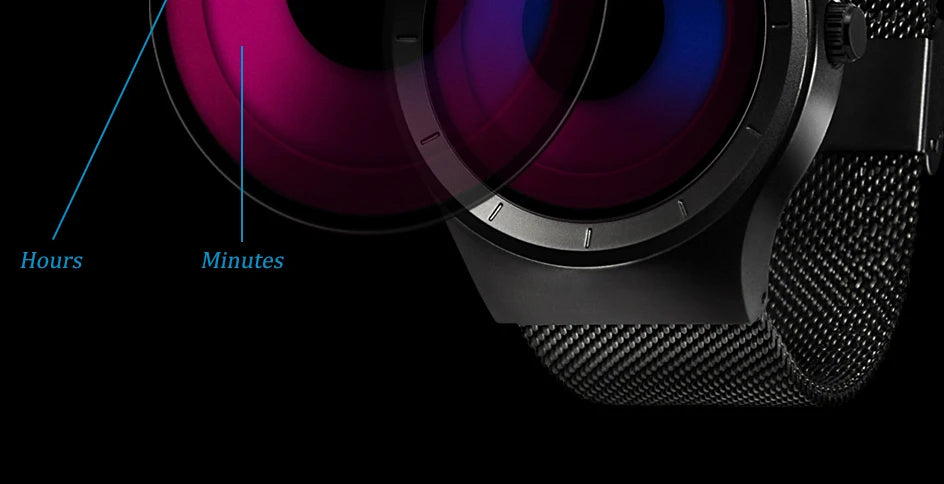 SINOBI Unique Vortex Concept Watch Men's High Quality 316L Stainless Steel Modern Trend Sport Black Wrist Watches reloj hombre