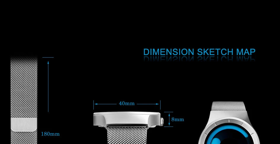 SINOBI Unique Vortex Concept Watch Men's High Quality 316L Stainless Steel Modern Trend Sport Black Wrist Watches reloj hombre