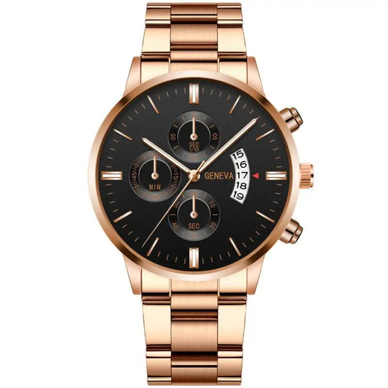 GENEVA Fashion Mens Watch Casual Calendar Military Sports Quartz Wristwatch Stainless Relogio Masculino Best Selling Clock Saati