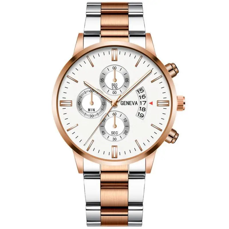 GENEVA Fashion Mens Watch Casual Calendar Military Sports Quartz Wristwatch Stainless Relogio Masculino Best Selling Clock Saati