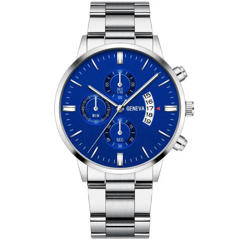 GENEVA Fashion Mens Watch Casual Calendar Military Sports Quartz Wristwatch Stainless Relogio Masculino Best Selling Clock Saati
